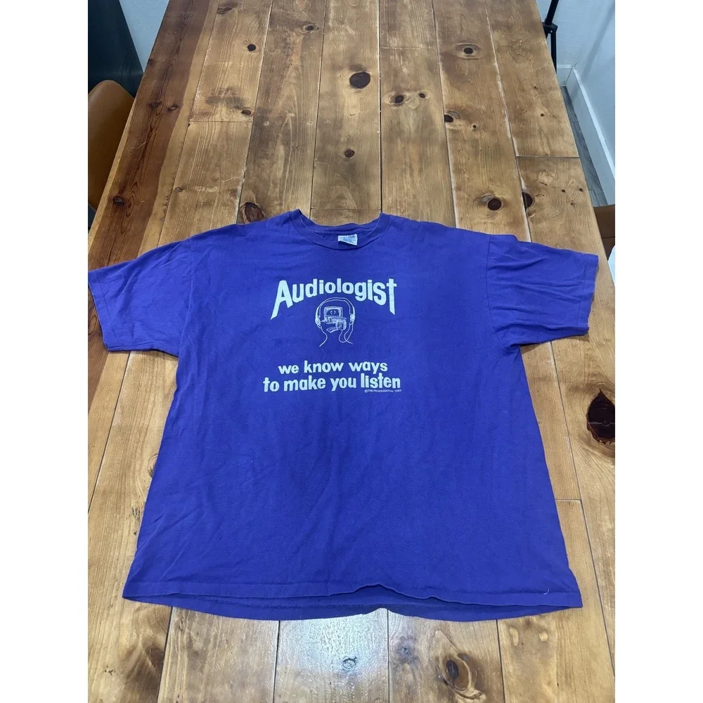 Hanes Audiologist T-Shirt 2XL Purple Graphic Tee 